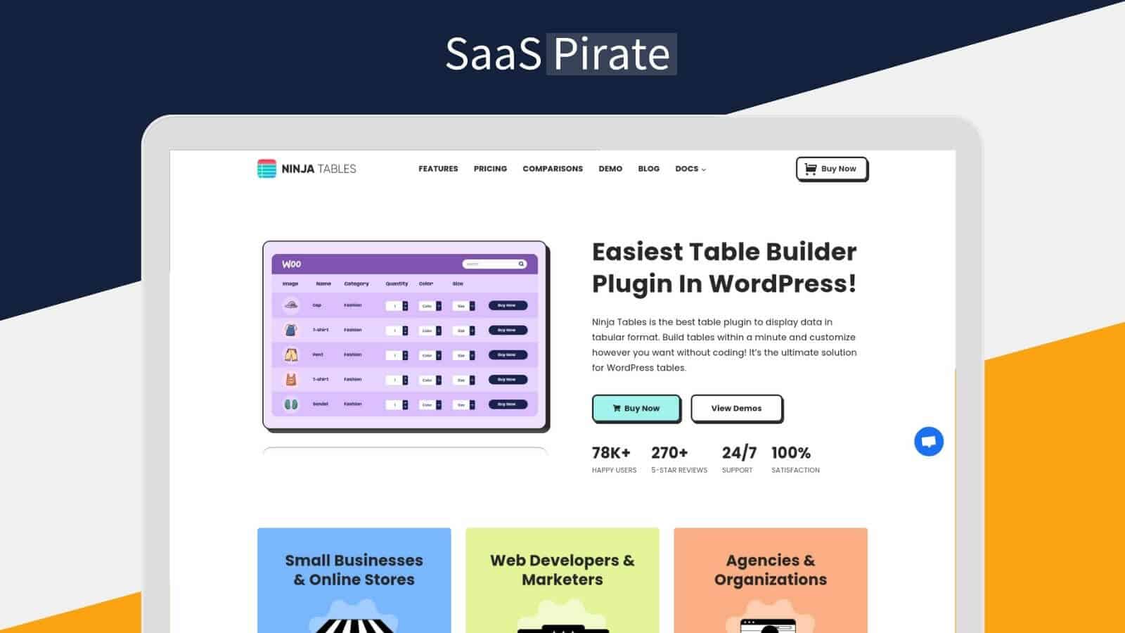 Ninja Tables Drag and Drop Builder