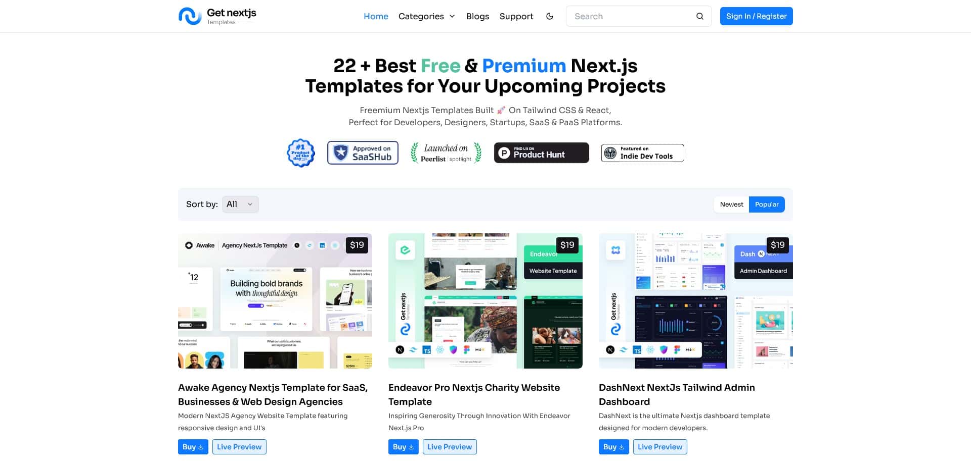 GetNextjsTemplates Lifetime Deal - Nextjs Templates & Themes
