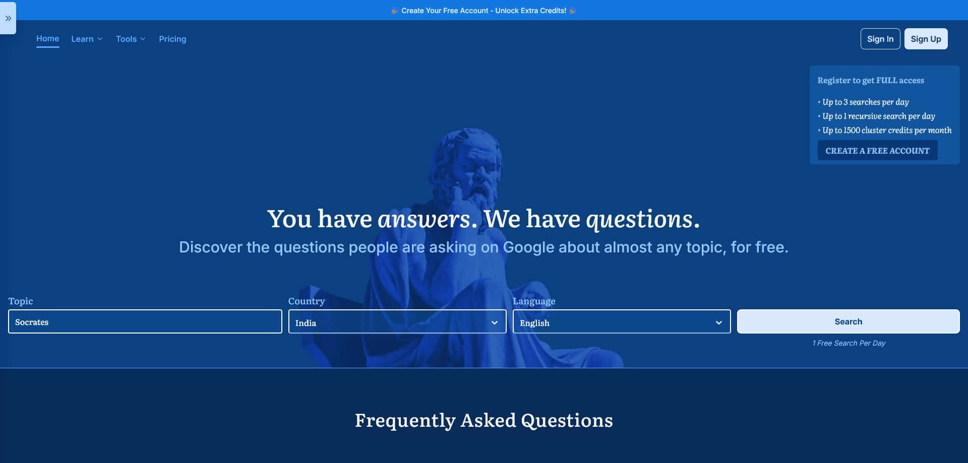 Answer Socrates Discount Deal - Keyword Research Tool